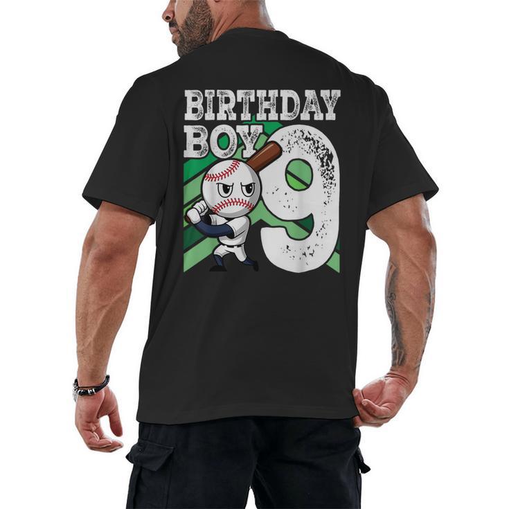9th Birthday Baseball Birthday Party 9th Birthday Boy Men's Back Print T-Shirt