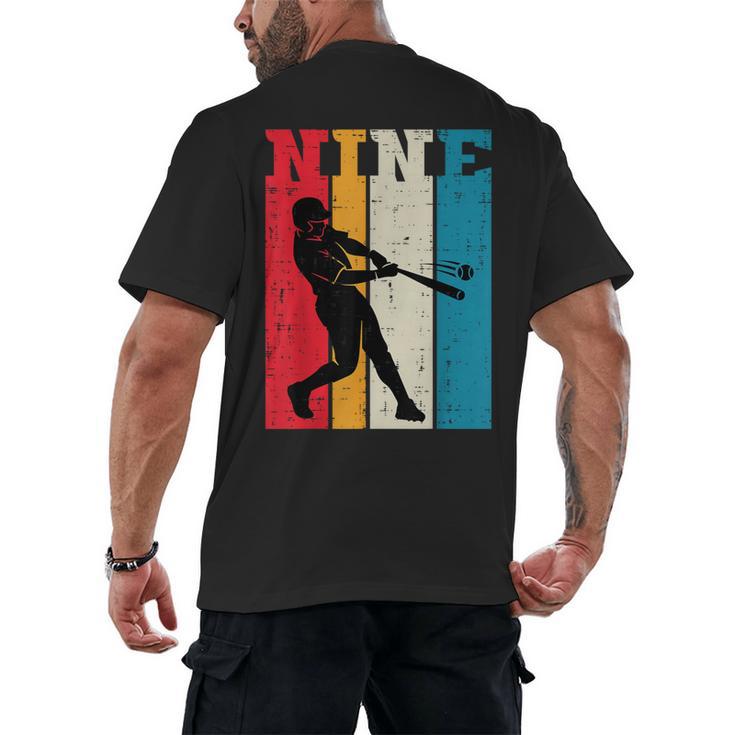 9th Birthday Nine Baseball Batter 9 Year Old Bday Boys Kids Men's Back Print T-Shirt