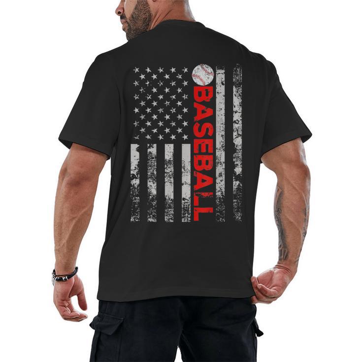 American Flag Baseball Team Baseball Player Baseball Men's Back Print T-Shirt