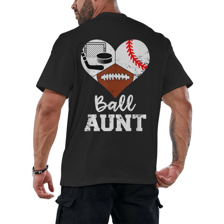 Ball Aunt Heart Football Baseball Hockey Game Day Men's Back Print T-Shirt