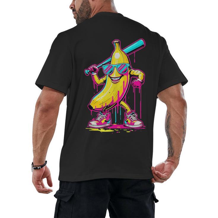 Banana With Baseball Bat Street Baseball Drip Men's Back Print T-Shirt