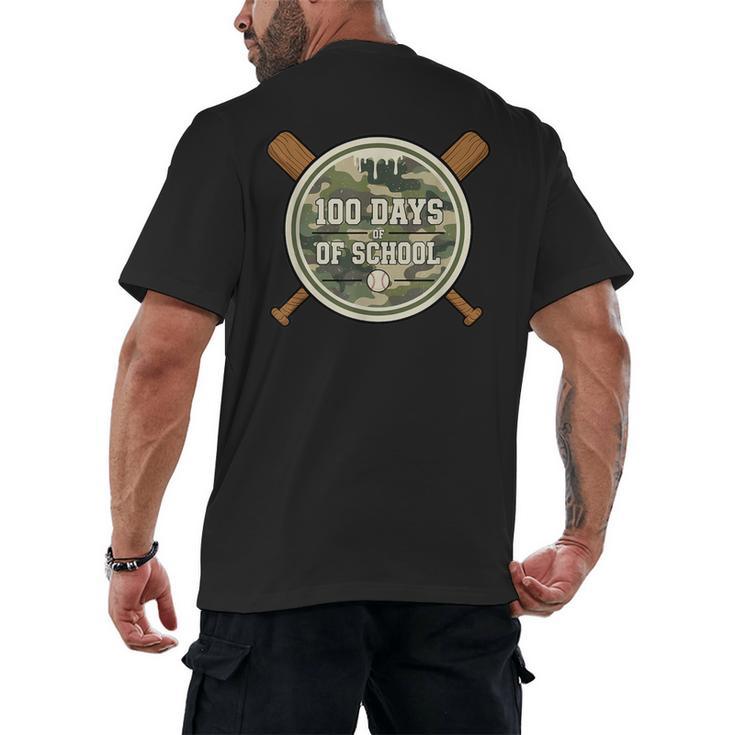 Baseball 100th Day Of School Camouflage Men's Back Print T-Shirt