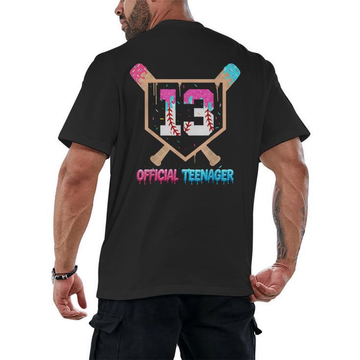 Baseball 13 Year Ice Cream Drip 13th Bday Official Teenager Men's Back Print T-Shirt