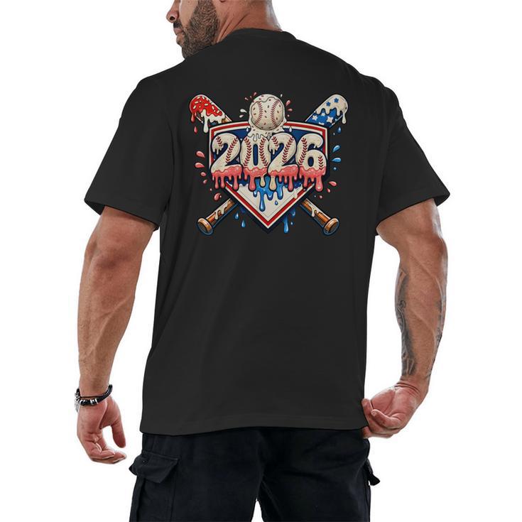 Baseball 2026 Ice Cream Drip Bats For Boys Birthday Graphic Men's Back Print T-Shirt