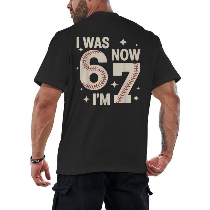 Baseball 7th Birthday 6 7 Years Old I Was 6 Now I'm 7 Men's Back Print T-Shirt