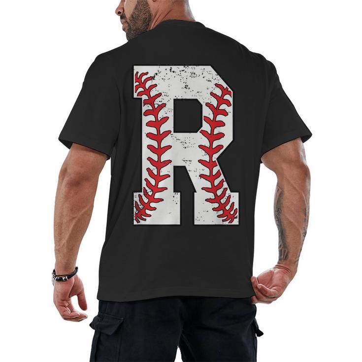 Baseball Alphabet Monogram Initial Letter R Men's Back Print T-Shirt