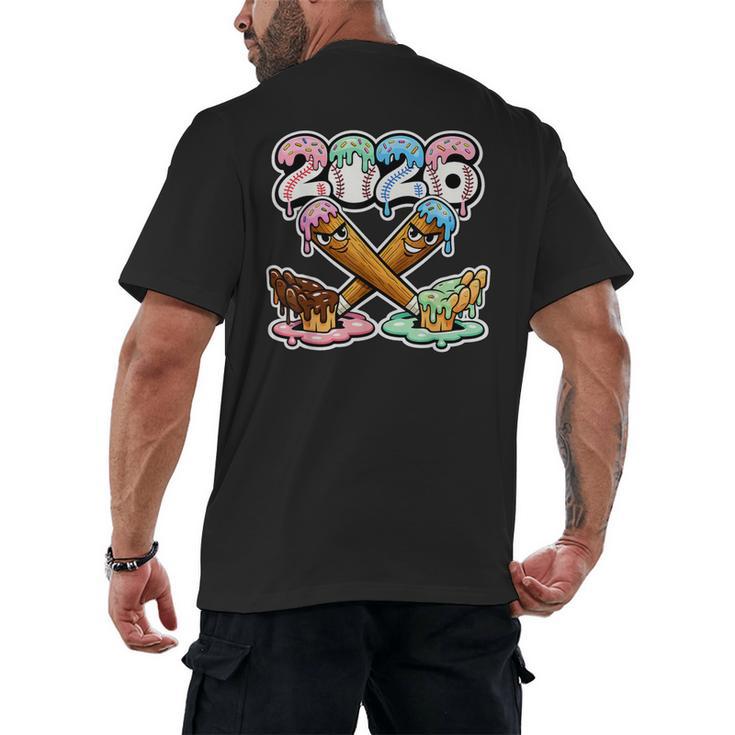 Baseball Bat 2026 Hands Drip Boys Ice Cream Dripping Youth Men's Back Print T-Shirt