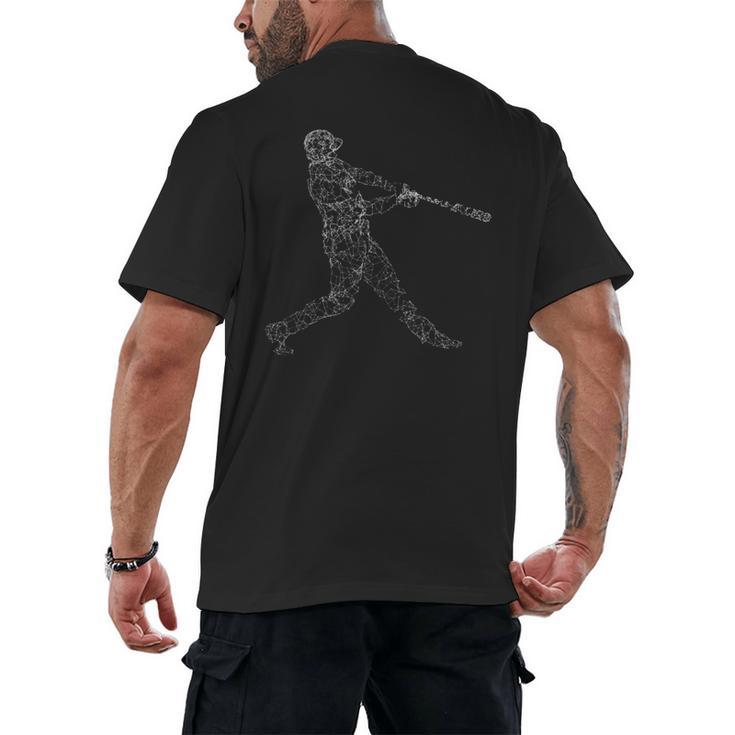 Baseball Batter Line Abstract Geometry Team Player Family Men's Back Print T-Shirt
