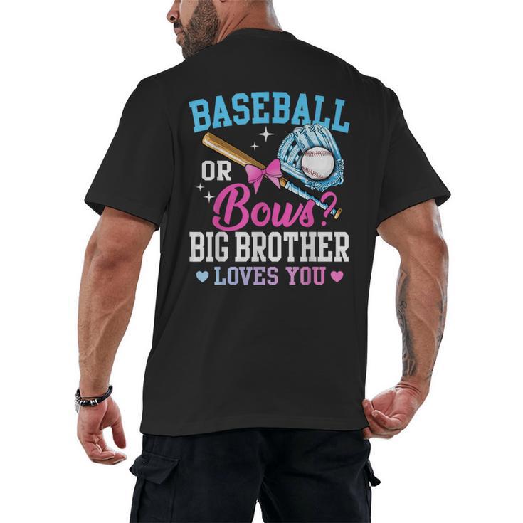 Baseball Or Bows Big Brother Loves You Gender Pink Or Blue Men's Back Print T-Shirt