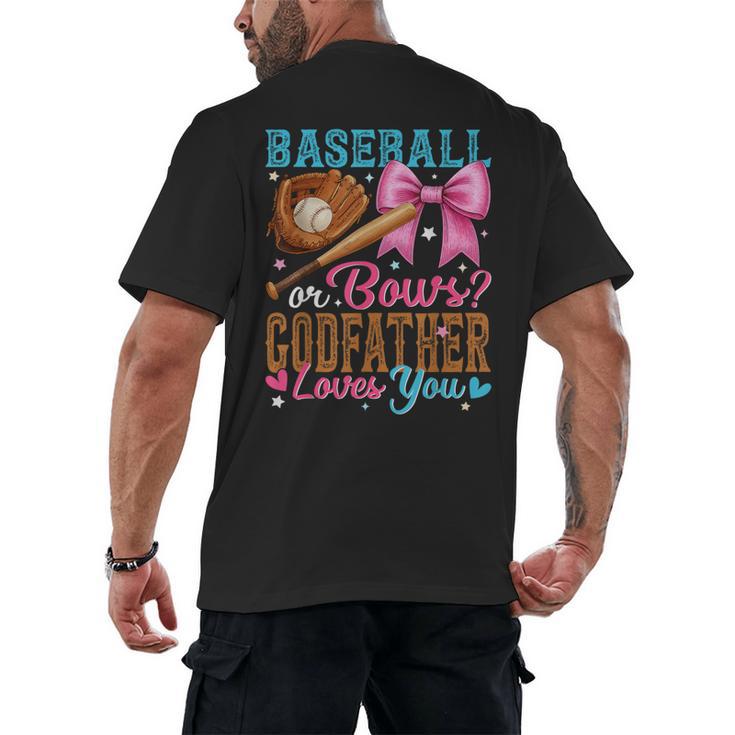Baseball Or Bows Godfather Loves You Gender Reveal Men's Back Print T-Shirt