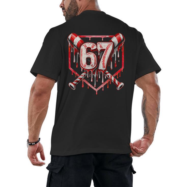 Baseball Candy Cane Drip 6 7 Six Seven Meme Christmas Boys Men's Back Print T-Shirt