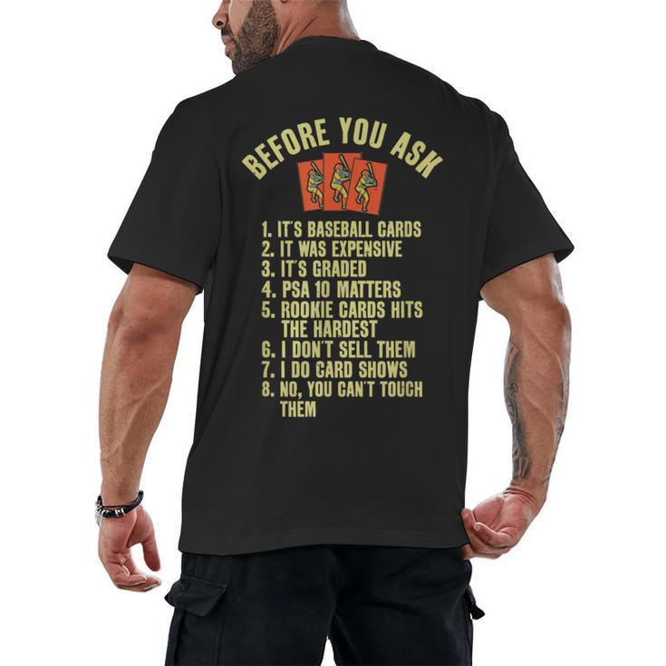 Baseball Card Collector Baseball Card Trading Men's Back Print T-Shirt
