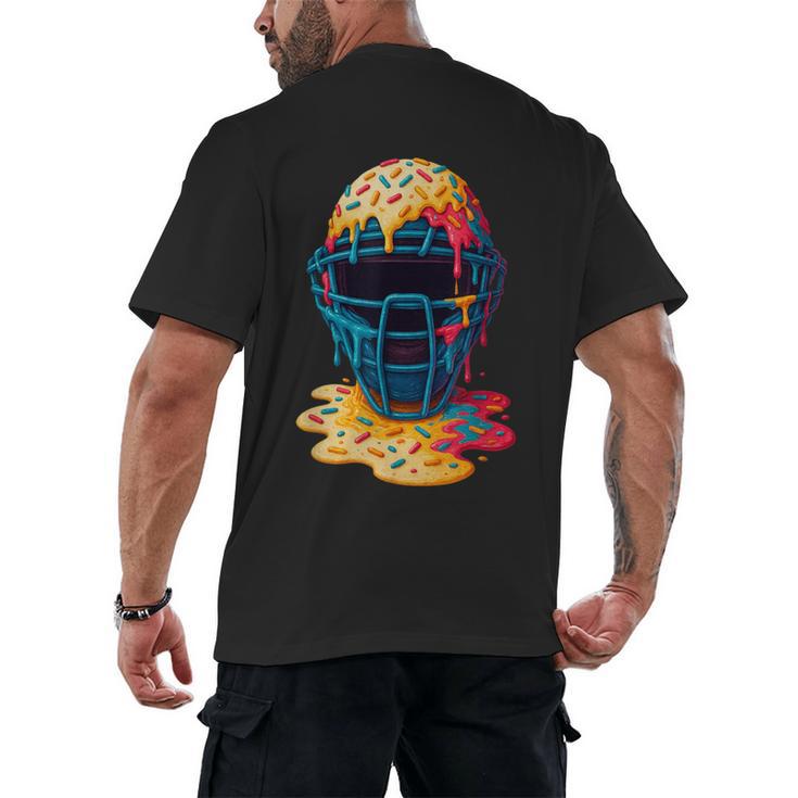 Baseball Catcher Mask Ice Cream Dripping Baseball Fan Boys Men's Back Print T-Shirt