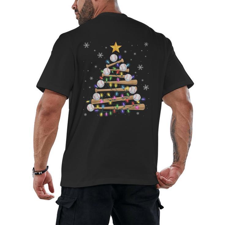 Baseball Christmas Tree Light Xmas Baseball Boys Kids Men's Back Print T-Shirt