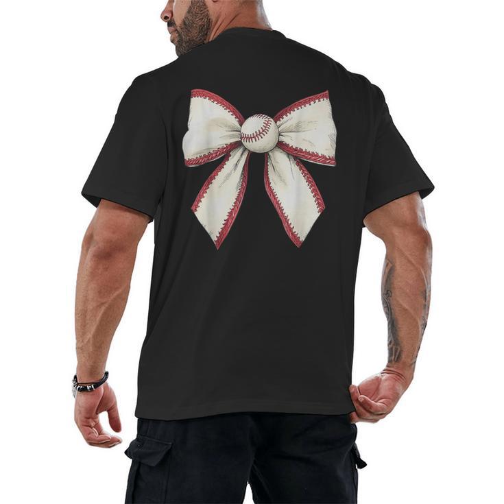 Baseball Coquette Bow Cute Baseball Game Men's Back Print T-Shirt