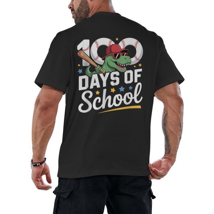 Baseball Dinosaur 100 Days Of School Kids Theme Men's Back Print T-Shirt