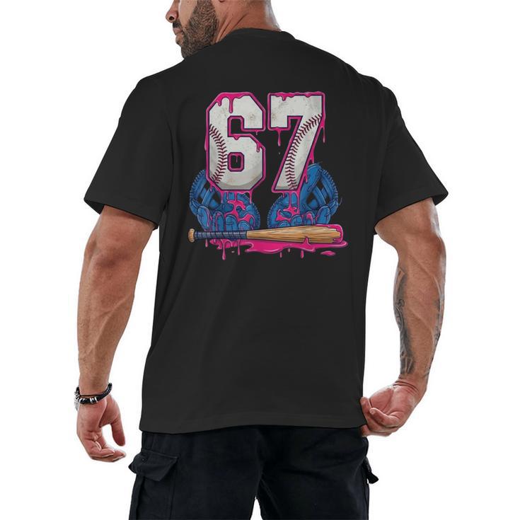Baseball Drip 67 Meme Six Seven 6-7 Gen Alpha Slang Men's Back Print T-Shirt