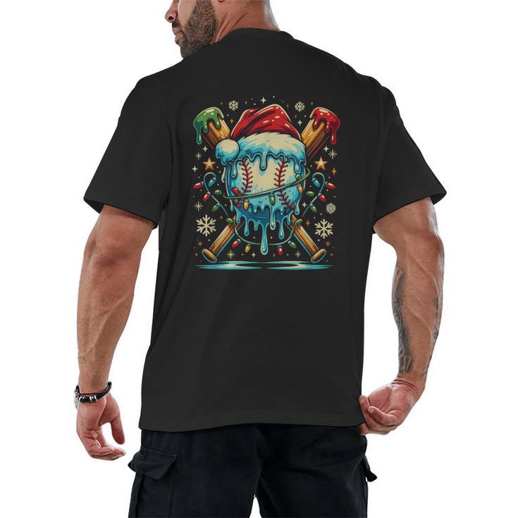 Baseball Drip Boys Youth Santa Christmas Baseball Men's Back Print T-Shirt