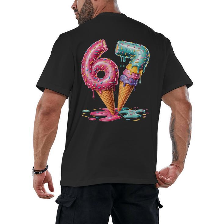 Baseball Drip Ice Cream 67 Men's Back Print T-Shirt