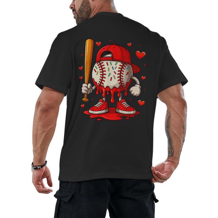 Baseball Drip Ice Cream Apparel Boys Kids Valentines Day Men's Back Print T-Shirt