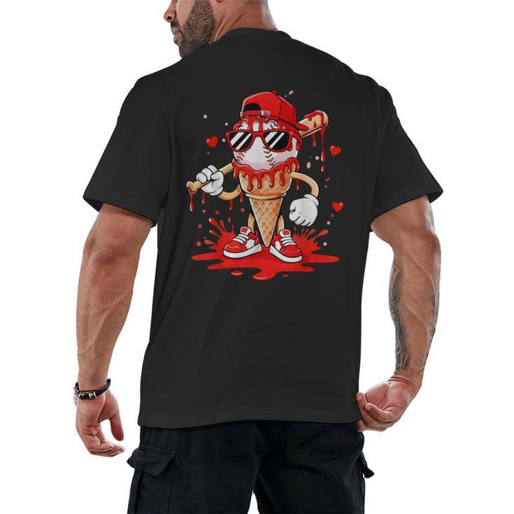Baseball Drip Ice Cream Apparel Youth Boys Valentines Men's Back Print T-Shirt
