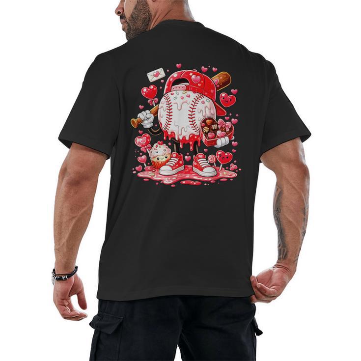 Baseball Drip Ice Cream Boys Kids Youth Valentines Men's Back Print T-Shirt