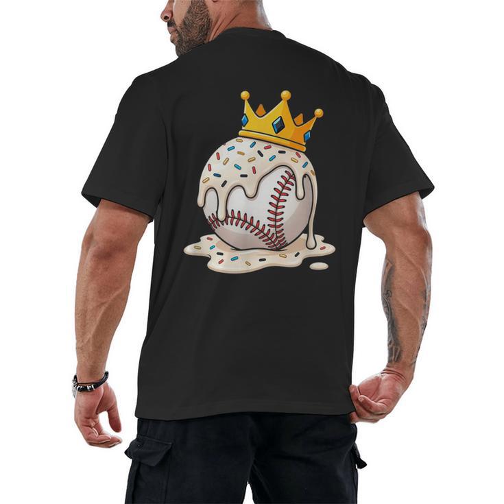 Baseball Drip Ice Cream Crown Melt Graphic Men's Back Print T-Shirt