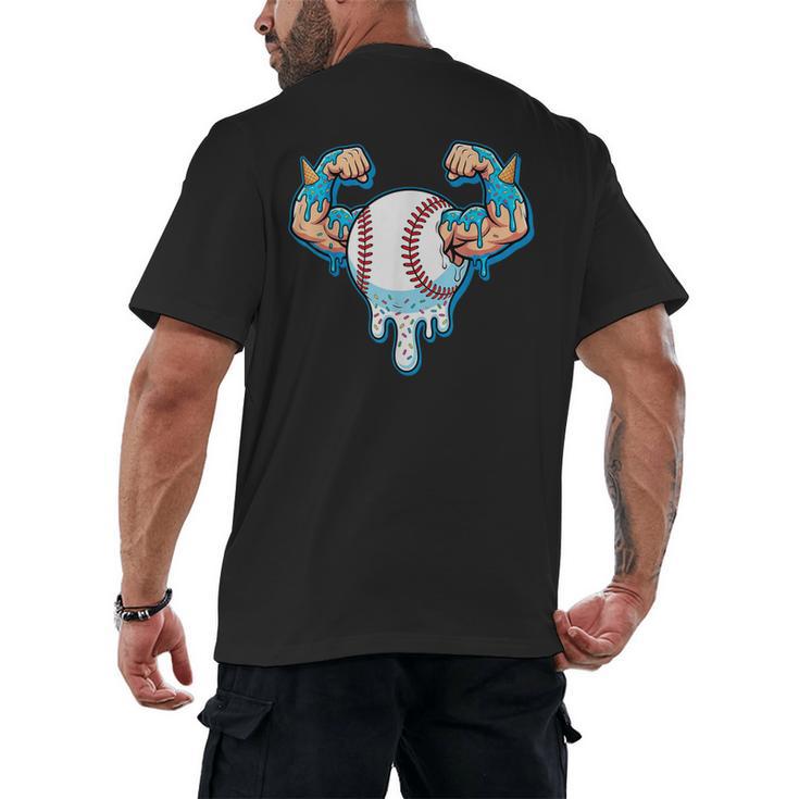Baseball Drip Ice Cream Strong Character Men's Back Print T-Shirt