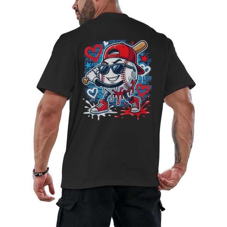 Baseball Drip Icecream Heart Valentine Day Boys Kids Red Men's Back Print T-Shirt