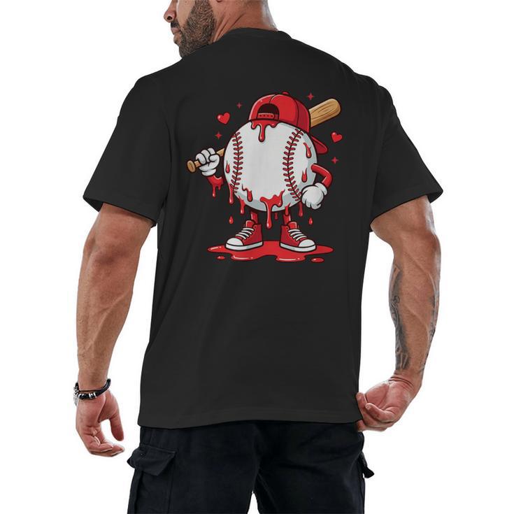 Baseball Drip Icecream Men Boy Valentine Men's Back Print T-Shirt