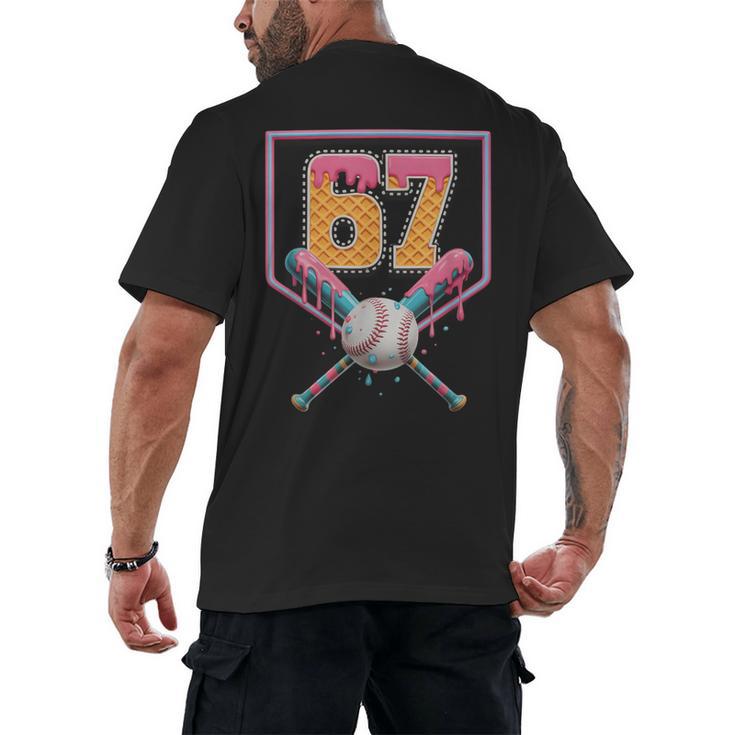 Baseball Drip Number 67 Fun Six Seven 6 7 Meme Men's Back Print T-Shirt