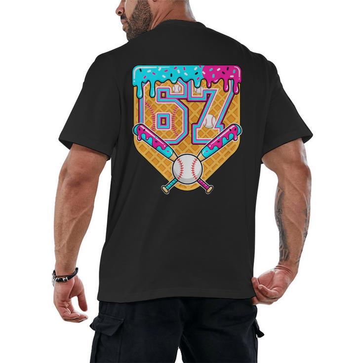 Baseball Drip Number 67 Ice Cream Home Plate Drip Men's Back Print T-Shirt