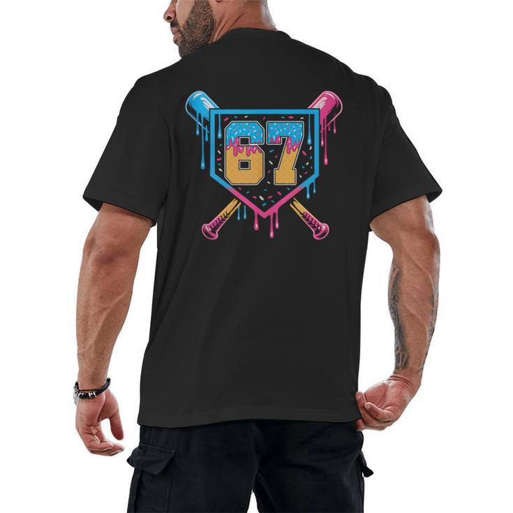 Baseball Drip Number 67 Player Or 67Th Birthday Men's Back Print T-Shirt