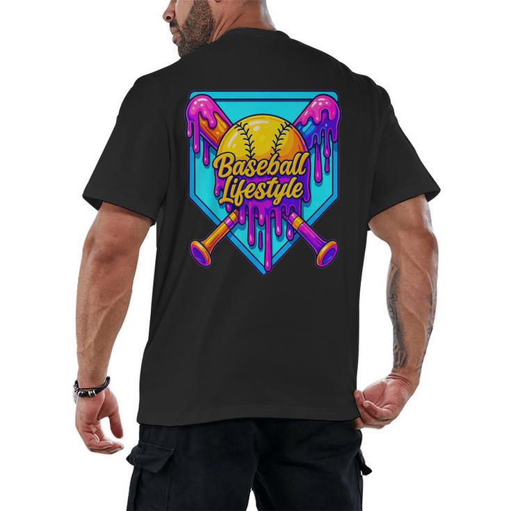 Baseball Drip Outfit Boys Ice Cream Drip Baseball Lifestyle Men's Back Print T-Shirt