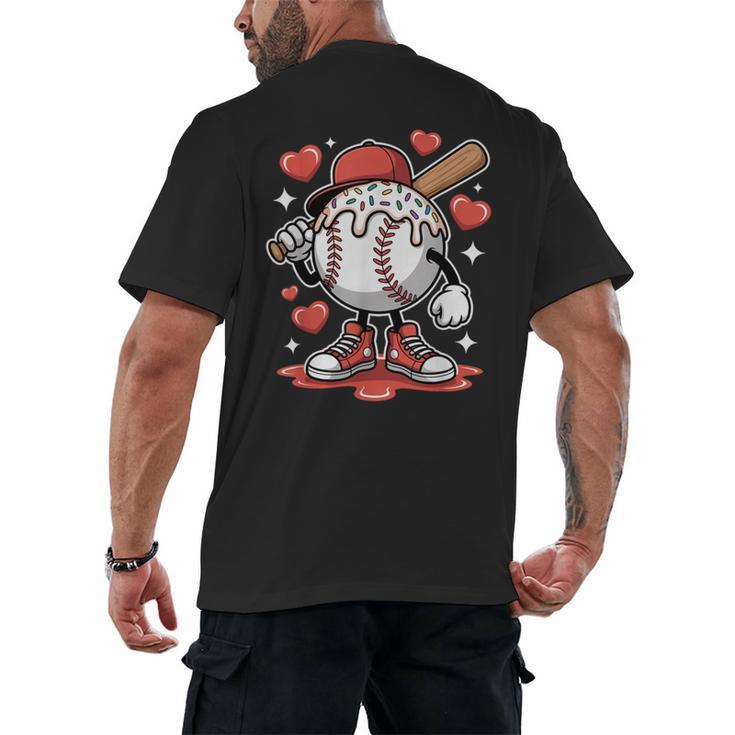 Baseball Drip Valentine Boys Women Men Hearts Sport Love Men's Back Print T-Shirt