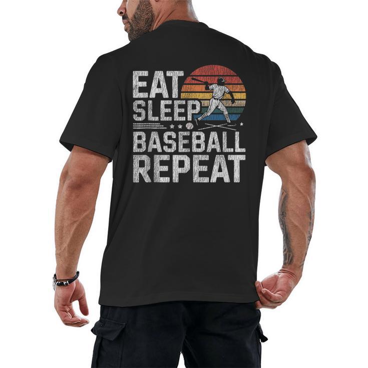 Baseball Fan Vintage Retro Eat Sleep Baseball Repeat Men's Back Print T-Shirt