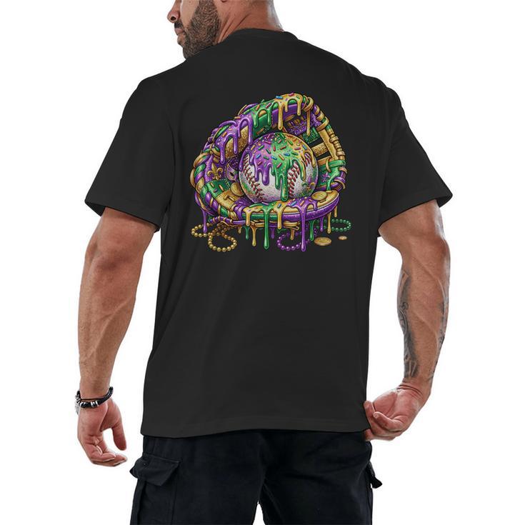 Baseball Glove Ice Cream Mardi Gras Dripping Boys Youth Kids Men's Back Print T-Shirt