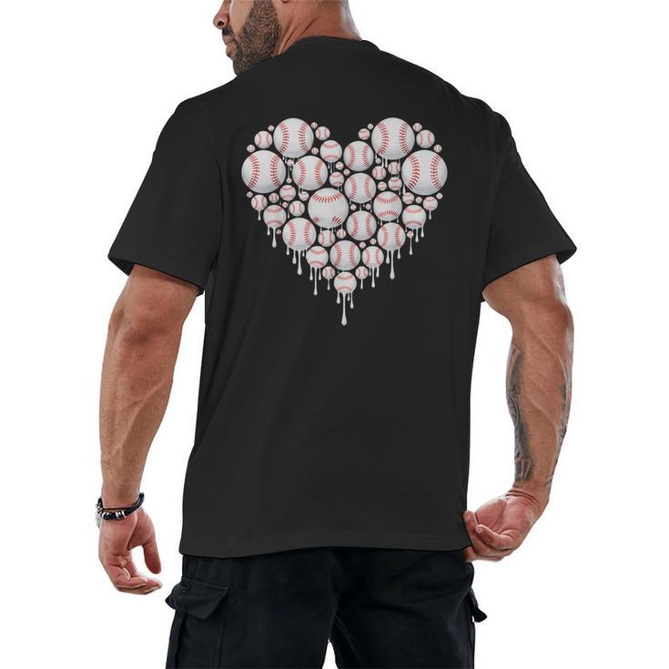 Baseball Heart Drip Valentine's Day Baseball Lover Boys Men Men's Back Print T-Shirt