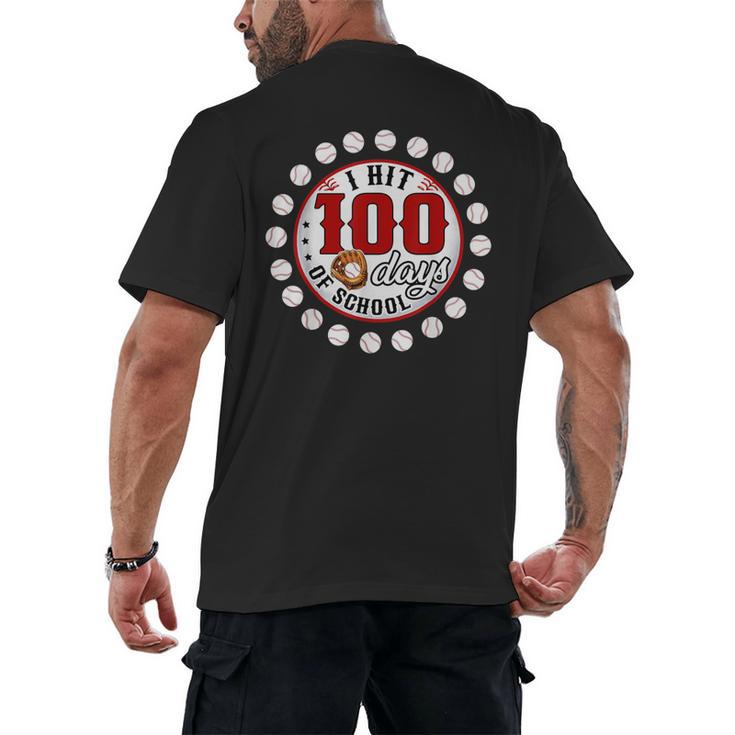 Baseball I Hit 100 Days Of School Baseball Player Kids Boys Men's Back Print T-Shirt