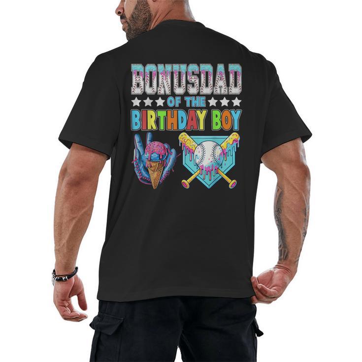 Baseball Ice Cream Drip Bonus Dad Of The Birthday Boy Men's Back Print T-Shirt