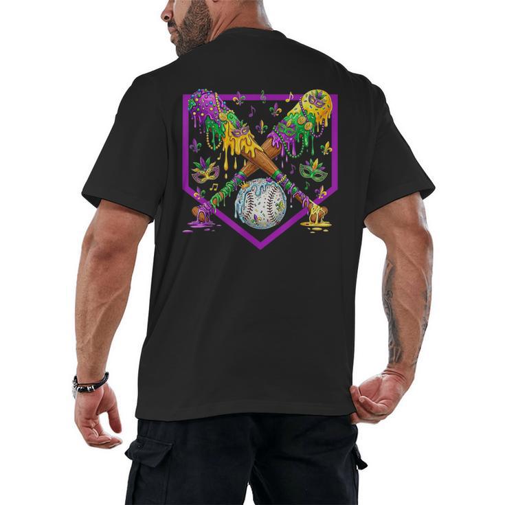 Baseball Ice Cream Drip Boys Mardi Gras Carnival Party Mask Men's Back Print T-Shirt