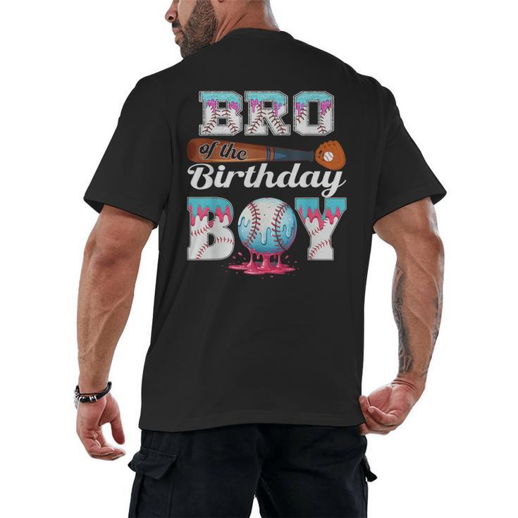 Baseball Ice Cream Drip Bro Of The Birthday Boy Men's Back Print T-Shirt