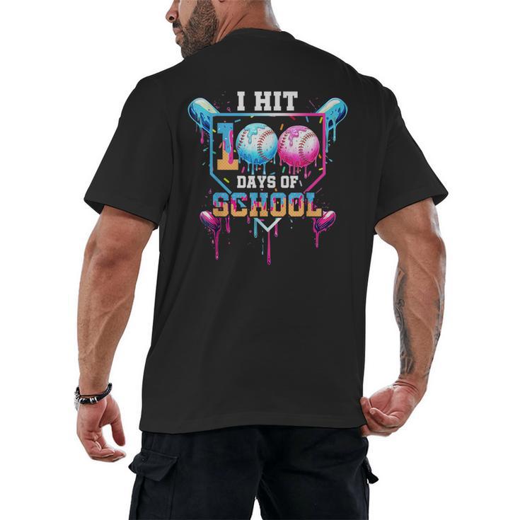 Baseball Ice Cream Drip I Hit 100 Days Of School Boys Kids Men's Back Print T-Shirt