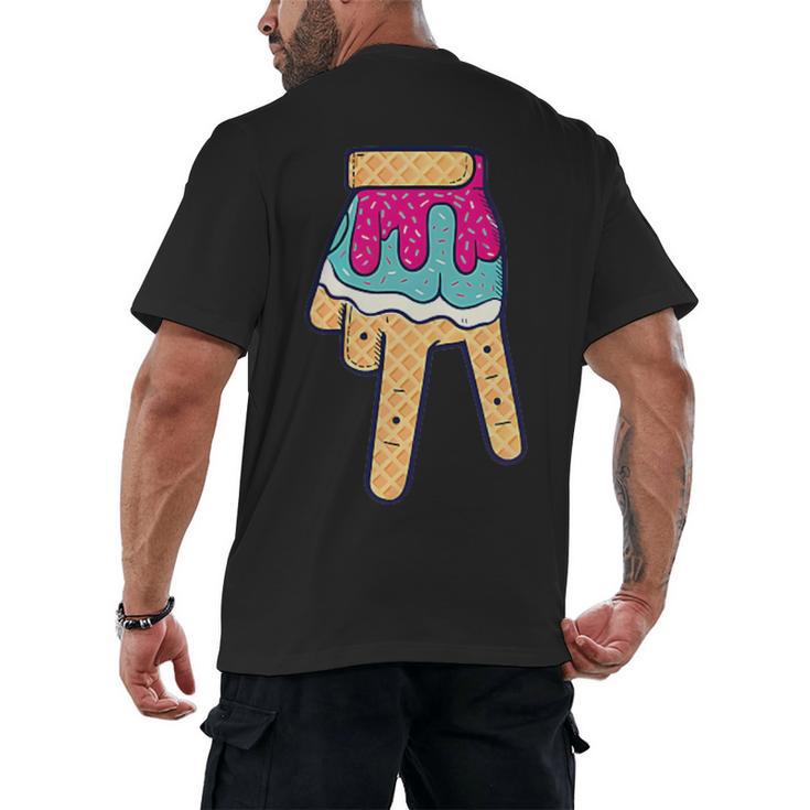 Baseball Ice Cream Drip Home Plate Glove Respect Drip 2 Side Men's Back Print T-Shirt