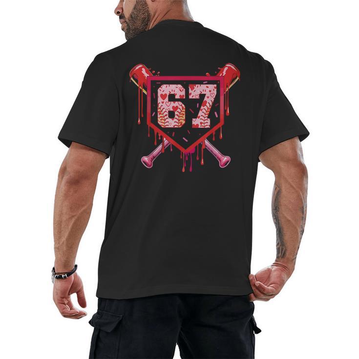 Baseball Ice Cream Drip Number 67 Meme Valentine Couple Love Men's Back Print T-Shirt