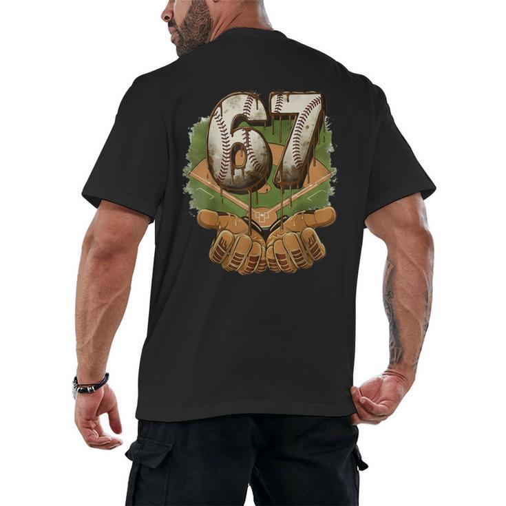 Baseball Ice Cream Drip Number 67 Playground Player 67th Men's Back Print T-Shirt