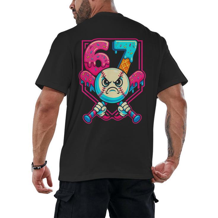 Baseball Ice Cream Drip Number 67 Six Seven Meme 67 Men's Back Print T-Shirt
