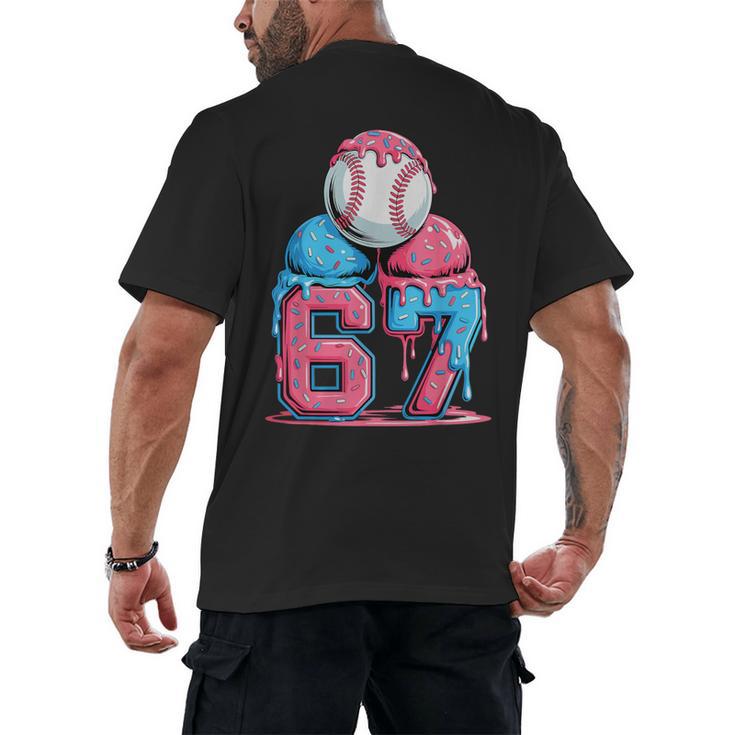 Baseball Ice Cream Drip Six Seven Gen Alpha Meme 67 Men's Back Print T-Shirt