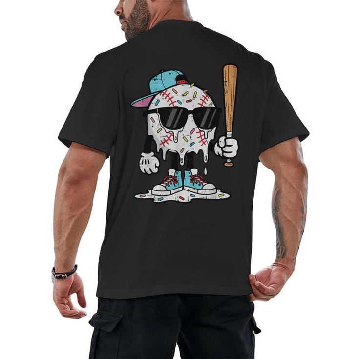 Baseball Ice Cream Drip Sports Boys Kids Youth Men Men's Back Print T-Shirt