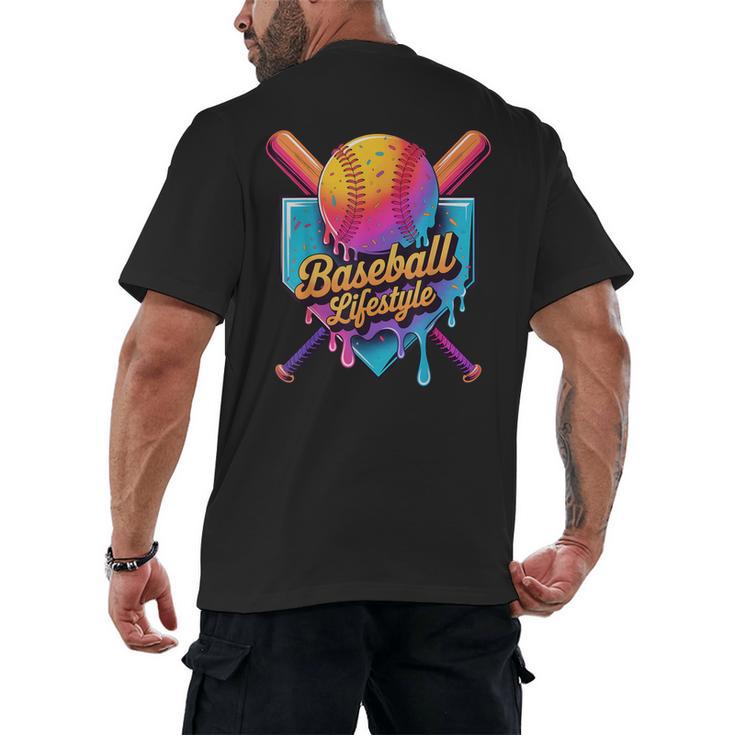 Baseball Lifestyle Drip Icecream Men's Back Print T-Shirt